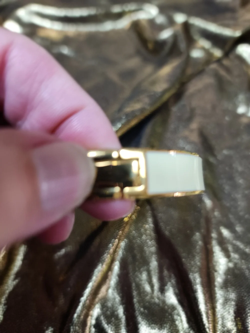 Kate Spade New York Cream Enamel Gold-Tone Bangle Bracelet - Picture 7 of 10